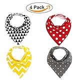 FlyingP Baby Bandana Drool Bibs With Snaps Soft Super Absorbent 100% Organic Cotton 4Pack Drool Band