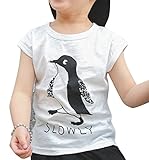 Plus Nao(プラスナオ) プリントTシャツ 半袖Tシャツ トップス 子供服 キッズ KIDS 男の子 男児 女の子 女児 ペンギンプリント モノトーン系 ホワイト 80