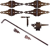 木製フェンスダブルゲートキット – ハンマーブロンズ仕上げ(木製ゲートヒンジ、ラッチとドロップロッド)