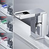 Super Junior LED浴室用水栓 3色 ブルー グリーン レッド 温度センサー付 浄水器内蔵シングルレバー混合水栓 洗面台 洗面ボール用 新婚プレゼント