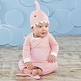 ベビーアスペン Baby Aspen 女の子用薄ピンクサメさんなりきりガウンスリーパーxベビーハット2点セット（ギフトボックス入り） [並行輸入品]