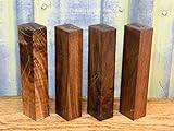 4- Highly FiguredブラックウォールナットTurning木製/ペンBlanks / LuthierパーツT : 1 3 / 8インチ、W : 1 3 / 4インチ、L : 7 7 / 8
