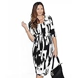 Angel Maternity Women 's Busy Mommyハーフスリーブ授乳ドレスin tex-ture印刷2 x lブラック/ホワイト