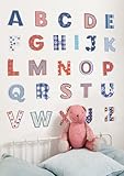 Funtosee Alphabet Upper Case Themed Room Stickers, Giant, Set of 26, Red White and Blue