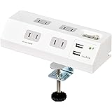 エルパ(ELPA) 卓上電源タップ USB付き クランプ固定 集中スイッチ 雷ガード付き WLS-DS4232SUA(W)
