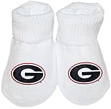 UGA University of Georgia Bulldogs College円GロゴNCAA公式ソリッドカラーNewborn Baby Bootie Sock ホワイト