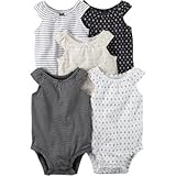 Carter's(カーターズ) 5パックタンクトップボディスーツ ブラック ロンパース半袖 12ヶ月【並行輸入】
