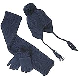 エムジュニア ニット帽子&マフラー・手袋セット ケーブル編み 1-20-191 ネイビー 48cm