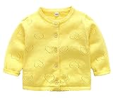 (ラボーグ) La Vogue キッズ ニット セーター 子供服 女の子 長袖 カーディガン かわいい ベビー コート アウター ジャケット 上着 ハート柄 秋冬 イエロー 80