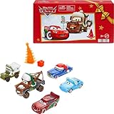 Mattel (マテル) ディズニー & ピクサー カーズ おもちゃ マルチパック 冬をテーマにした車両 5個セット ホリデーホットショット ライトニングマックィーン & プラスチックアクセサリー2個 (Amazon限定)