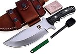 CFKカトラリー会社Ipak USA hybrid-uluトラッカーSkinnerカスタムハンドメイドd2ツールスチールBushcraft Huntingスキニング水平レザーシースナイフ& Fire 