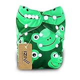 iZiv新生児1厚いおむつ付きオーガニック幼児防水/調整/再利用可能/洗えるポケット布おむつのフィット赤ちゃん0.5-3歳(カエル)