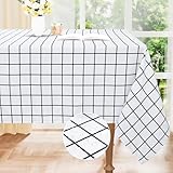 NaturesHome テーブルクロス ビニール カバー カット可能 防水 防油 汚れ防止 耐久 長さ調節 90x140cm 140x140cm 140x180cm 140x220cm 耐熱 長方形 北欧 お手入れ簡単 多用途(ホワイトチエック柄, 140x180cm)