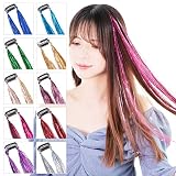 [クラッセ] ヘアティンセル ワンタッチピン付き 3本セット グリッターヘア 静電気防止 絡まりにくい キラキラ ラメ 簡単 エクステ ダンス ステージ ローズレッド