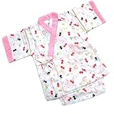 女の子 甚平 二重ガーゼ生地 白地 ピンク 金魚 花火 (100)