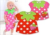 (フルーツファーム)FRUITS FARM 【FRUITS FARM】 いちご畑シリーズ☆ へた風襟 みずたま柄 半そでTシャツ 80cm/90cm/95cm/100cm 95 ピンク
