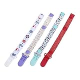 (フィーショー)FEESHOW 新生児 おしゃぶりホルダー クリップ お出かけ 落下防止 紛失防止 無毒 ４本セット (A Type)