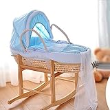 ZHANGRONG- ベビーバスケット車載用ポータブルベビーバスケット買い物カゴ寝るバスケットストロークレードルベッド (色 : Blue+Shelves)