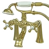 Elements of Design ES2682X Victoria Deck Mount Clawfoot Tub Filler with Hand Shower, 6", Polished Br