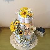 おむつケーキ　2段　出産祝い　男女兼用　人気商品　結婚祝　　Sunflower (はじめての肌へのいちばんMサイズ)