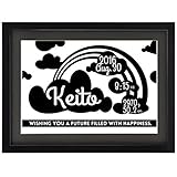 出産祝いやお誕生日プレゼントに！おしゃれなモノトーン命名書・ベビーポスター・命名ポスター・メモリアルポスター#RAINBOW(A4) (BLACK)