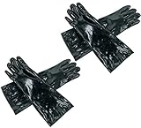 Men's Large Size, 18 Black, Single Dipped Pvc Gloves With Gauntlet Cuffs, Interlock Lined : ( Pack o
