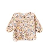 赤ちゃん　ベビー　子供服　お食事用スタイ　スモック　エプロン　うわっぱり　防水　防汚　洗いやすい　快適　柔らかい　綿製 　３ー6歳　２点（Lサイズ）