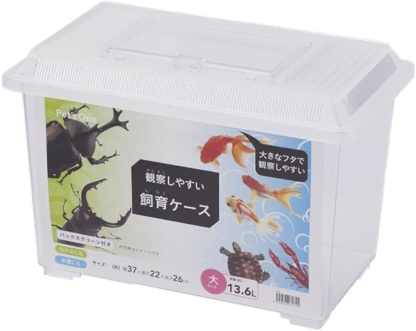 カインズ(CAINZ) 観察しやすい飼育ケース 大 13.6L 幅37cm 奥行22cm 高さ26cm Pet’sOne ペッツワン ワイドな窓 飼育容器 昆虫 水槽 虫かご - 1