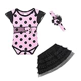 LittleSpring夏 0ヶ月～24ヶ月 赤ちゃん ベビーガールズ 女児 水玉柄 2色展開 ロンパース＆チュールスカート＆ヘアバンド 三点セットアップ お食い初め 記念撮影 出産祝いギフト プレゼ