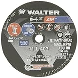 Walter ZIP Performance Cutting and Grinding Cutoff Wheel, Type 1, Round Hole, Aluminum Oxide, 4 Diam