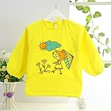 幼児 子供 エプロン ベビー 長袖 エプロン 防水 食事用 お絵かき用 泥遊び用 入園 保育園用 傘 1.5歳-2歳 Yellow