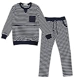 くつろぎ マタニティ ウェア 妊婦 服 パジャマ トレーナー スエット パンツ 長袖 授乳口 つき (L, ネイビー)