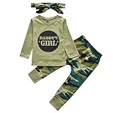 Liebeye 子供パジャマパンツ+長袖シャツ　キッズ　通気性　服セット　ソフトコット　スーツ　女の子はヘアバンド付き　カモフラージュ ロングスリーブガール3pcsセット 100cm