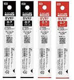 油性ボールペン替芯 BVRF-8F 0.7mm 細字 4本セット（ブラック2本、レッド2本） ドクターグリップ アクロボール（多色・多機能）アクロインキ