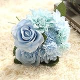 Becautifulローズ花ウェディング花嫁ブーケシルクローズ One Size ブルー SFBHA32822417034
