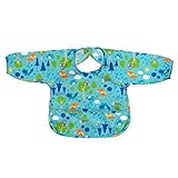 green sprouts Easy-Wear Long Sleeve Bib, Aqua Forest, 12-24 Months by green sprouts