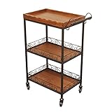 アンティーク ウッドワゴン Release 3段 [ エステワゴン ネイルワゴン 美容室ワゴン キッチンワゴン マルチワゴン サイドワゴン キャスターワゴン キャスター付き インテリア 収納 木製 ウッド 業務用 サロン ワゴン ラック ]