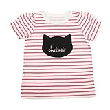 【SiShuNon/SKAPE】ボーダーネコTシャツ エスケープ 女の子 ボーダー ネコ 半袖Tシャツ 90 5 ピンク