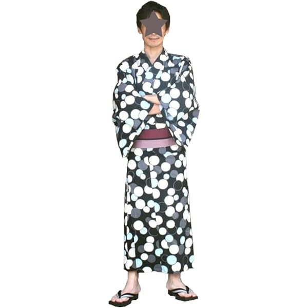 Amazon.co.jp: [きもの遊美] メンズ浴衣「水玉ドット」No-3