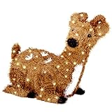 National Tree CI7-DBR-24RLO Creative Images Brown Resting Reindeer with Spots and 100 Clear Lights-U