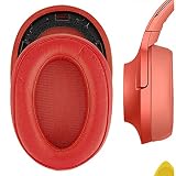Geekria イヤーパッド互換性 パッド ソニー Sony MDR 100ABN, WH-H900N ヘッドホンに対応 パッド イヤー/イヤーカップ (プロテインレザー/赤)