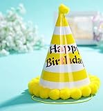 レッドチェリーイエローふわふわボール誕生日帽子8 ct