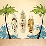 My Wonderful Walls Tiki Surf Ocean Beach Wall Mural Easy, Peel and Stick, Multicolored [並行輸入品]