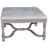 Crestview Collection CVFZR909 Birch Furniture Baroque Linen Ottoman with Nailhead Trim [並行輸入品]