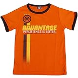 ボーイズキッズ[Blue Mart(ブルーマート)]男の子英字プリント入り|スポーツ半袖Ｔシャツ|綿100％ 120cm Ｂ柄-オレンジ