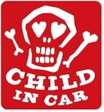 imoninn CHILD in car ステッカー　【マグネットタイプ】　No.31　ガイコツさん　（赤色）