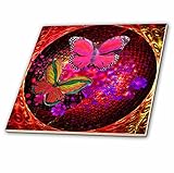 Spiritual Awakeningsファンタジー – 明るいオレンジ、レッズPinks、、ブルース、Purplesと抽象蝶 – タイル 12-Inch-Ceramic ct_128824_4
