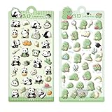 2枚セット シール 可愛い 3D立体シー ル ごほうびシール DIY用 携帯電話飾り用 手帳用 ご褒美シー ル キラキラな 女の子 デコシー ル 手芸用品(パンダ + 恐竜)