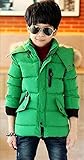キッズコート 冬季 ミドルスタイル 綿 暖か オシャレ (150ｃｍ, 緑)