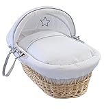 Clair de Lune Silver Lining Natural Wicker Basket (White) by Clair de Lune